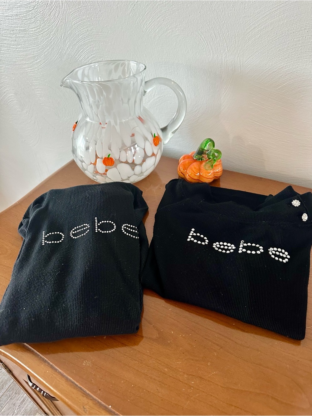 bebe Black Rhinestone Logo Ribbed Tops - Pair - Picture 4 of 4